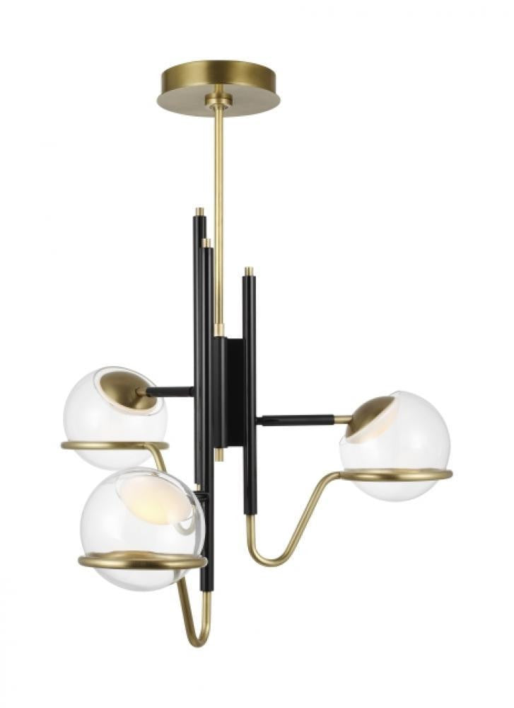 Visual Comfort Modern Crosby Medium Pendant Glossy Black/Natural