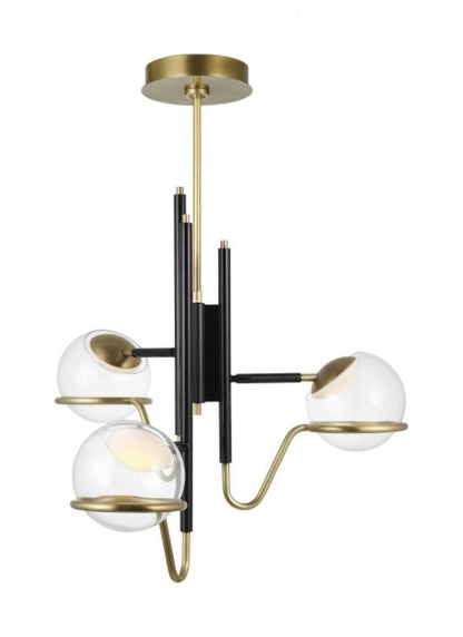 Visual Comfort Modern Crosby Medium Pendant Glossy Black/Natural