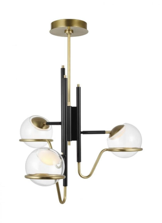 Visual Comfort Modern Crosby Medium Pendant Glossy Black/Natural