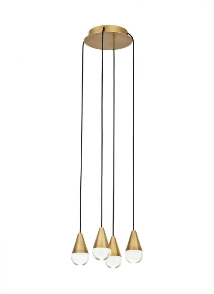 Visual Comfort & Co. Modern Collection Cupola Chandelier, 4-Light, LED, Natural Brass, 10.5"W (700TRSPCPA4RNB-LED930 70PGDJ6)
