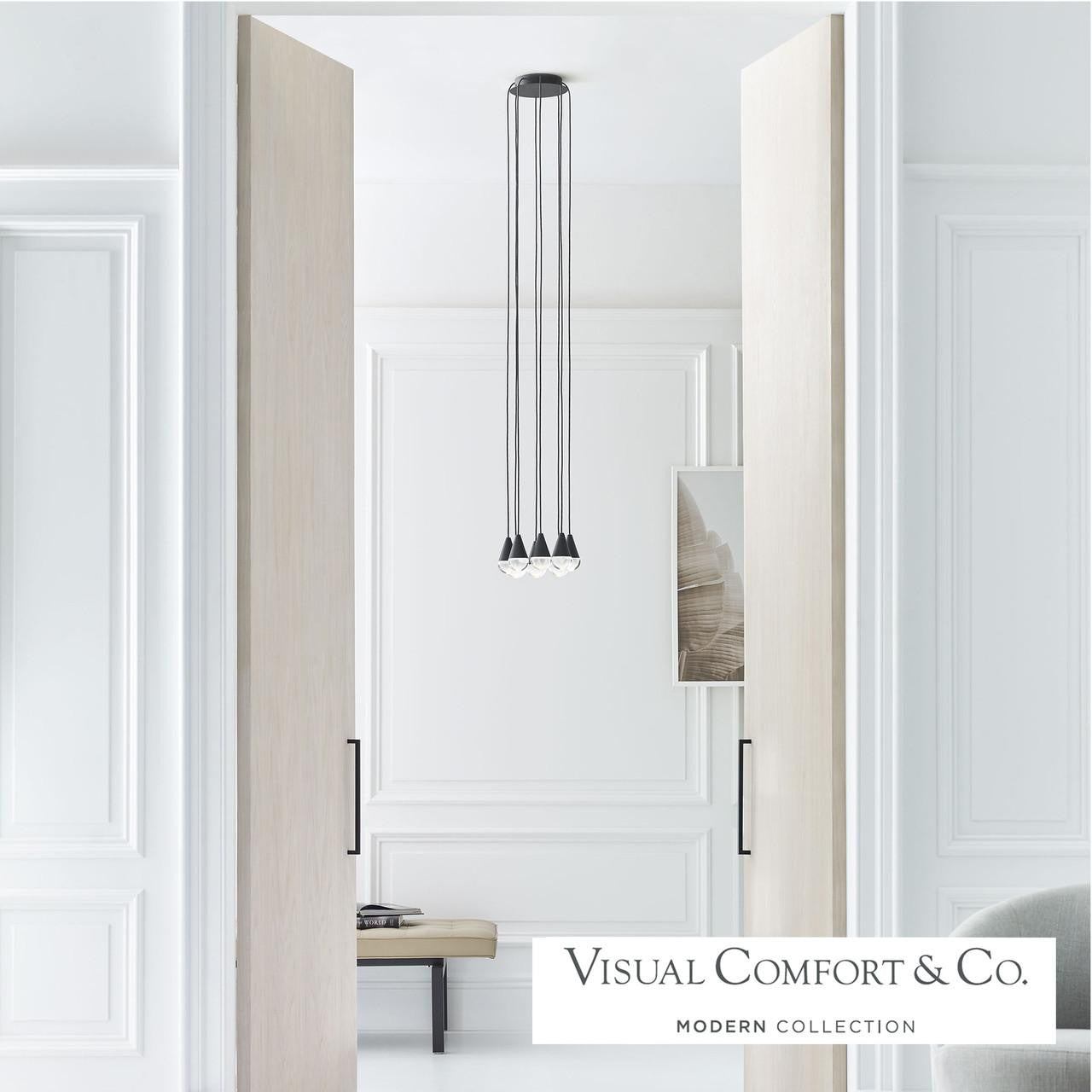 Visual Comfort & Co. Modern Collection Cupola Chandelier, 8-Light, LED, Nightshade Black, 10.5"L (700TRSPCPA8RB-LED930 70PGDJ9)