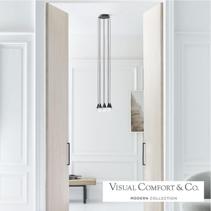 Visual Comfort & Co. Modern Collection Cupola Chandelier, 8-Light, LED, Nightshade Black, 10.5"L (700TRSPCPA8RB-LED930 70PGDJ9)
