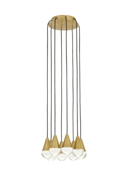 Visual Comfort & Co. Modern Collection Cupola Light Chandelier, 8-Light, LED, Natural Brass, 10.5"L (700TRSPCPA8RNB-LED930 70PGDJA)