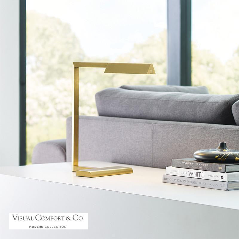 Visual Comfort & Co. Modern Collection Dessau Table Lamp, 1-Light, LED, Brass, 16"H (700PRTDES16NB-LED927 70PDEUW)