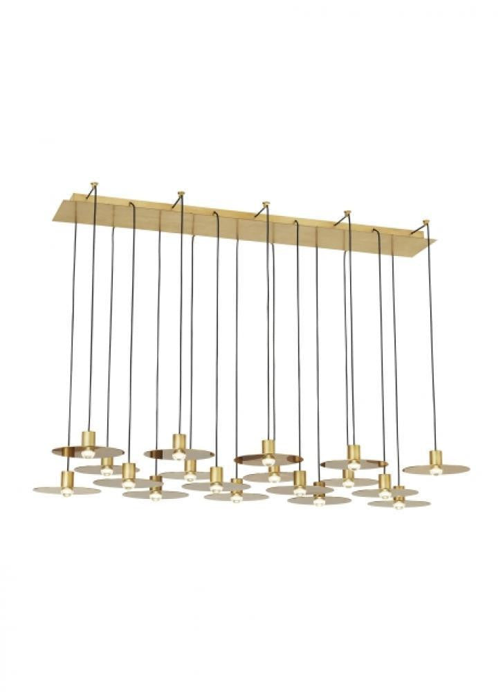 Visual Comfort & Co. Modern Collection Eaves Ceiling Chandelier, 18-Light, LED, Natural Brass, 50"L (700TRSPEVS18TNB-LED930120 70PGDJE)