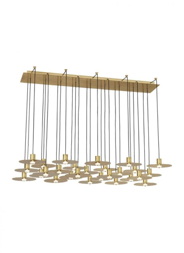 Visual Comfort & Co. Modern Collection Eaves Ceiling Chandelier, 27-Light, LED, Natural Brass, 50"L (700TRSPEVS27TNB-LED930120 70PGDJJ)