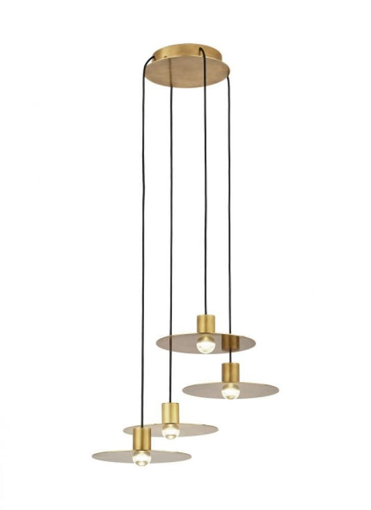 Visual Comfort & Co. Modern Collection Eaves Ceiling Chandelier, 4-Light, LED, Natural Brass, 15.8"W (700TRSPEVS4RNB-LED930 70PGDJM)