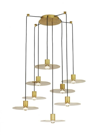 Visual Comfort & Co. Modern Collection Eaves Ceiling Chandelier, 8-Light, LED, Natural Brass, 15.8"W (700TRSPEVS8RNB-LED930 70PGDJR)