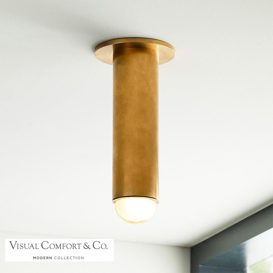 Visual Comfort & Co. Modern Collection Ebell Medium Flush Mount, 1-Light, LED, Natural Brass, 9.7"H (700FMEBL10NB-LED927 70PGEHC)