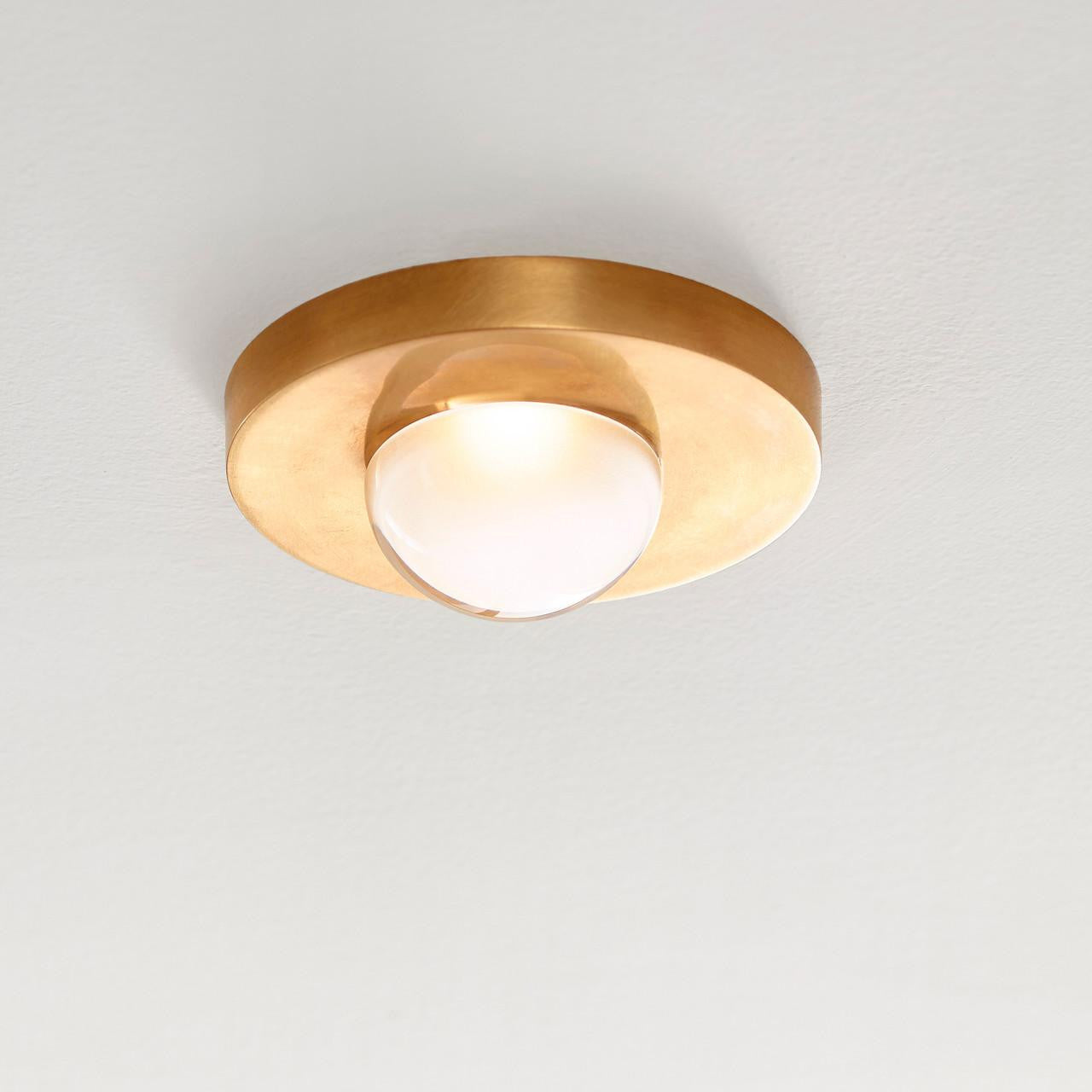 Visual Comfort & Co. Modern Collection Ebell Mini Flush Mount, 1-Light, LED, Natural Brass, 4.5"W (700FMEBL2NB-LED927 70PGEHF)