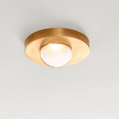 Visual Comfort & Co. Modern Collection Ebell Mini Flush Mount, 1-Light, LED, Natural Brass, 4.5"W (700FMEBL2NB-LED927 70PGEHF)
