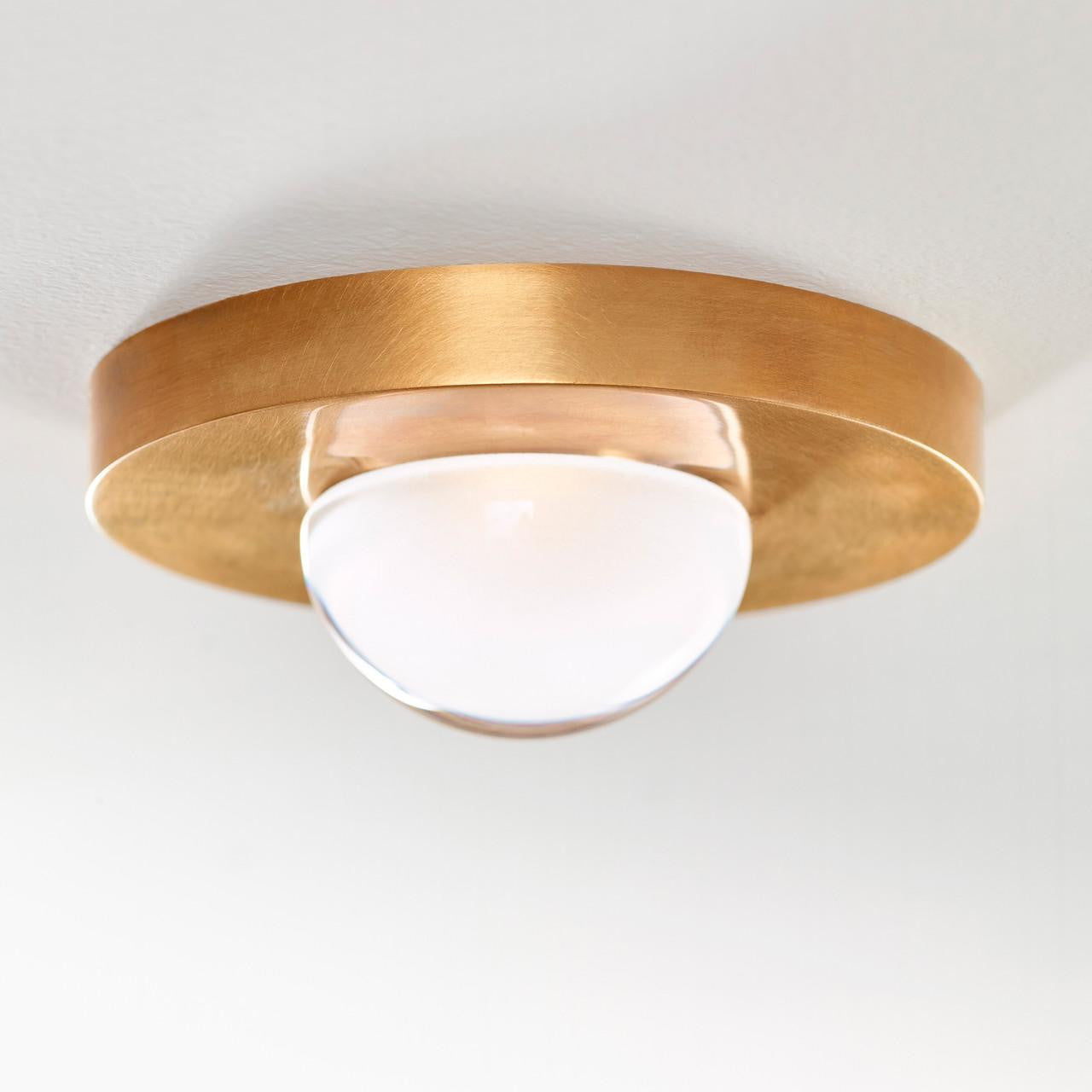Visual Comfort & Co. Modern Collection Ebell Mini Flush Mount, 1-Light, LED, Natural Brass, 4.5"W (700FMEBL2NB-LED927 70PGEHF)