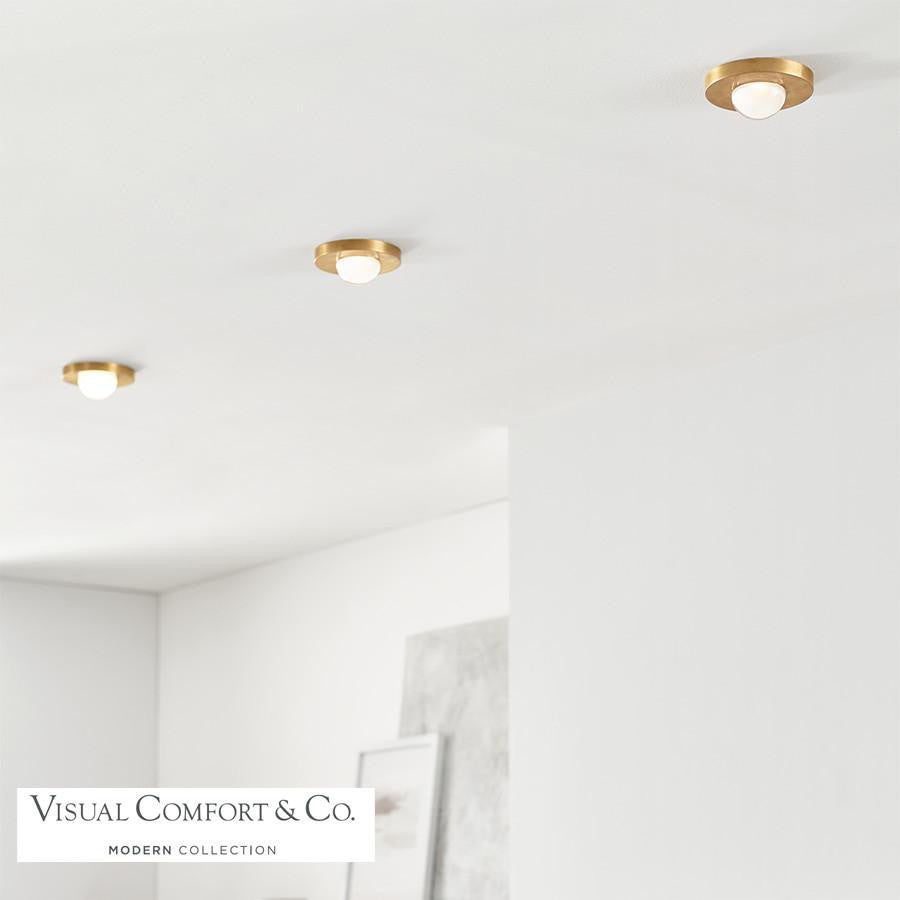 Visual Comfort & Co. Modern Collection Ebell Mini Flush Mount, 1-Light, LED, Natural Brass, 4.5"W (700FMEBL2NB-LED927 70PGEHF)
