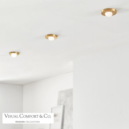 Visual Comfort & Co. Modern Collection Ebell Mini Flush Mount, 1-Light, LED, Natural Brass, 4.5"W (700FMEBL2NB-LED927 70PGEHF)