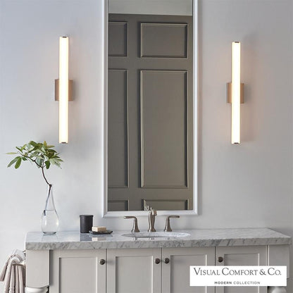 Visual Comfort & Co. Modern Collection Finn Bath Vanity, 1-Light, LED, Satin Nickel, 25"L (700BCFINN24S-LED935 70PKE98)