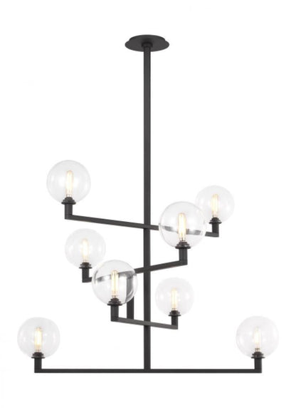 Visual Comfort & Co. Modern Collection Gambit Chandelier, 8-Light, LED, Nightshade Black, 31.1"W (700GMBCB-LED927 70PKG6C)