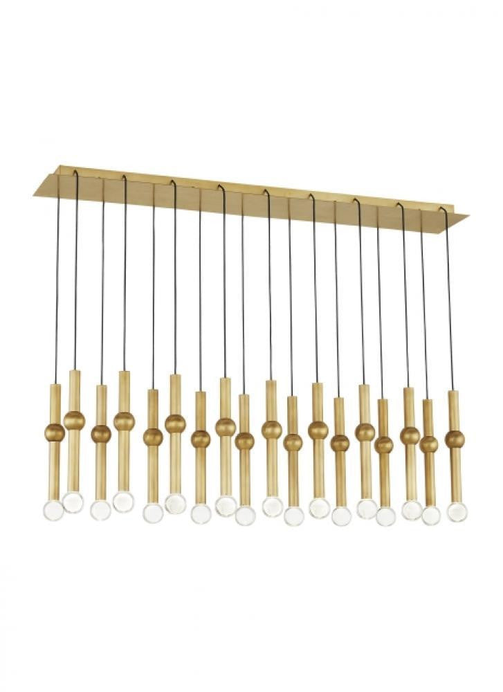 Visual Comfort & Co. Modern Collection Guyed Ceiling Chandelier, 18-Light, LED, Natural Brass, 44.2"L (700TRSPGYD18TNB-LED930120 70PGDKJ)