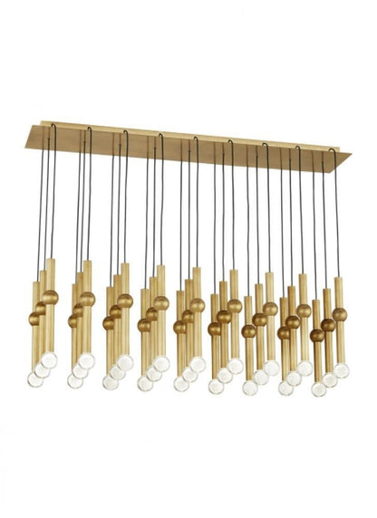 Visual Comfort & Co. Modern Collection Guyed Ceiling Chandelier, 27-Light, LED, Natural Brass, 44.2"L (700TRSPGYD27TNB-LED930120 70PGDKN)
