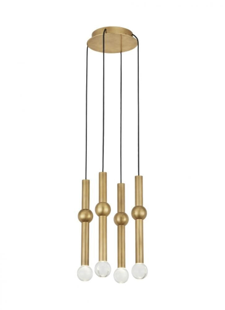 Visual Comfort & Co. Modern Collection Guyed Chandelier, 4-Light, LED, Natural Brass, 14.1"H (700TRSPGYD4RNB-LED930 70PGDKR)