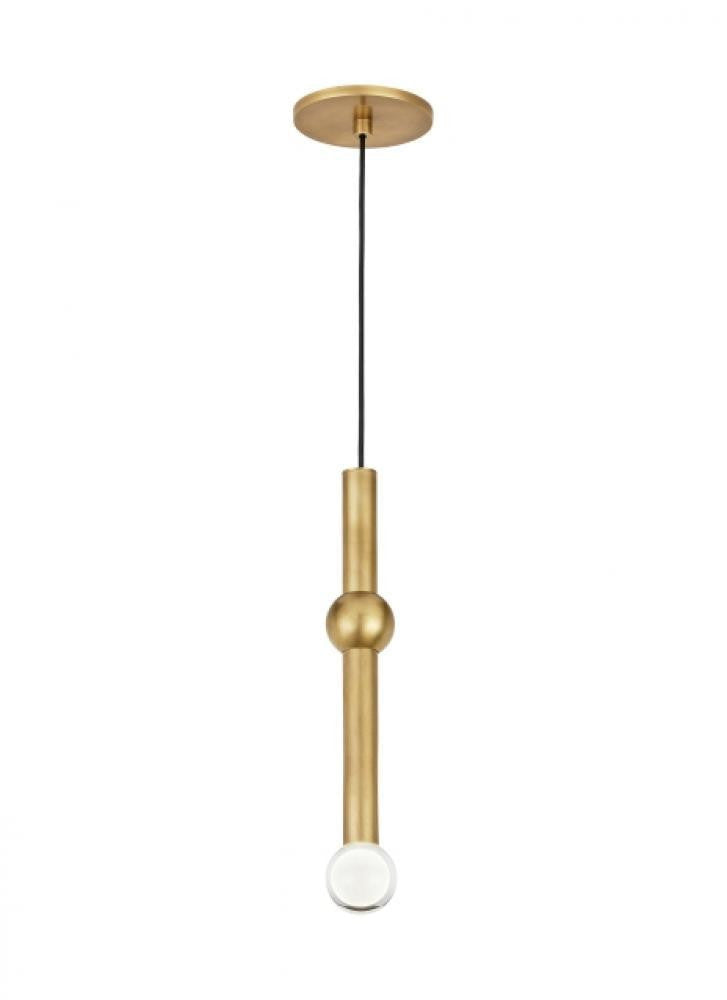 Visual Comfort & Co. Modern Collection Guyed Light Pendant, 1-Light, LED, Natural Brass, 14.1"H (700TRSPGYD1RNB-LED930 70PGFGH)