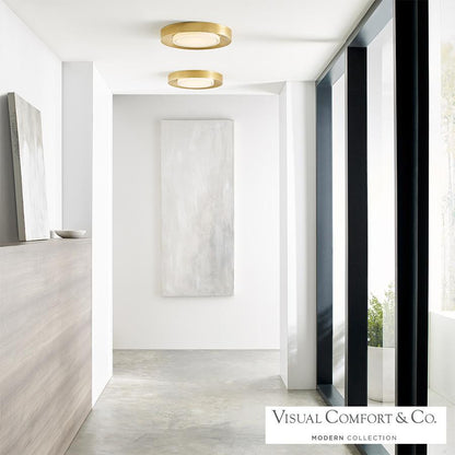 Visual Comfort & Co. Modern Collection Hilo Flush Mount, 1-Light, LED, Brass, 16.6"W (700FMHLO16NB-LED927 70PDJT6)