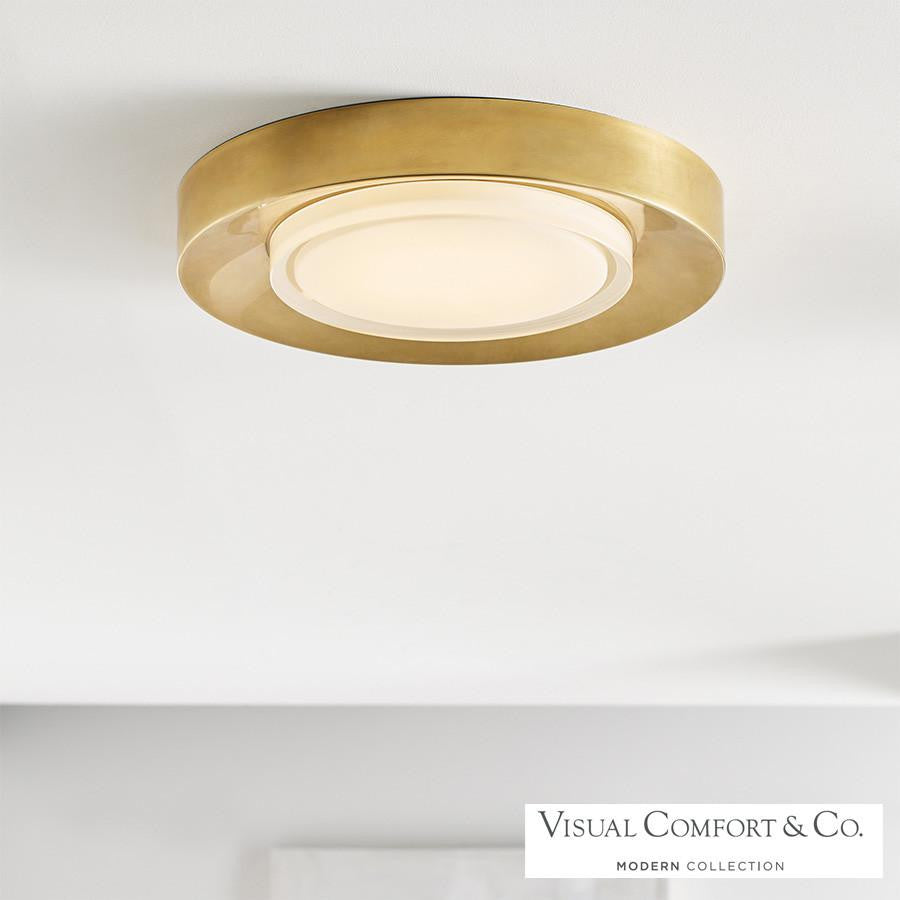 Visual Comfort & Co. Modern Collection Hilo Flush Mount, 1-Light, LED, Brass, 16.6"W (700FMHLO16NB-LED927 70PDJT6)