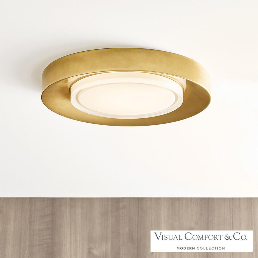 Visual Comfort & Co. Modern Collection Hilo Flush Mount, 1-Light, LED, Brass, 16.6"W (700FMHLO16NB-LED927 70PDJT6)