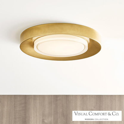 Visual Comfort & Co. Modern Collection Hilo Flush Mount, 1-Light, LED, Brass, 16.6"W (700FMHLO16NB-LED927 70PDJT6)