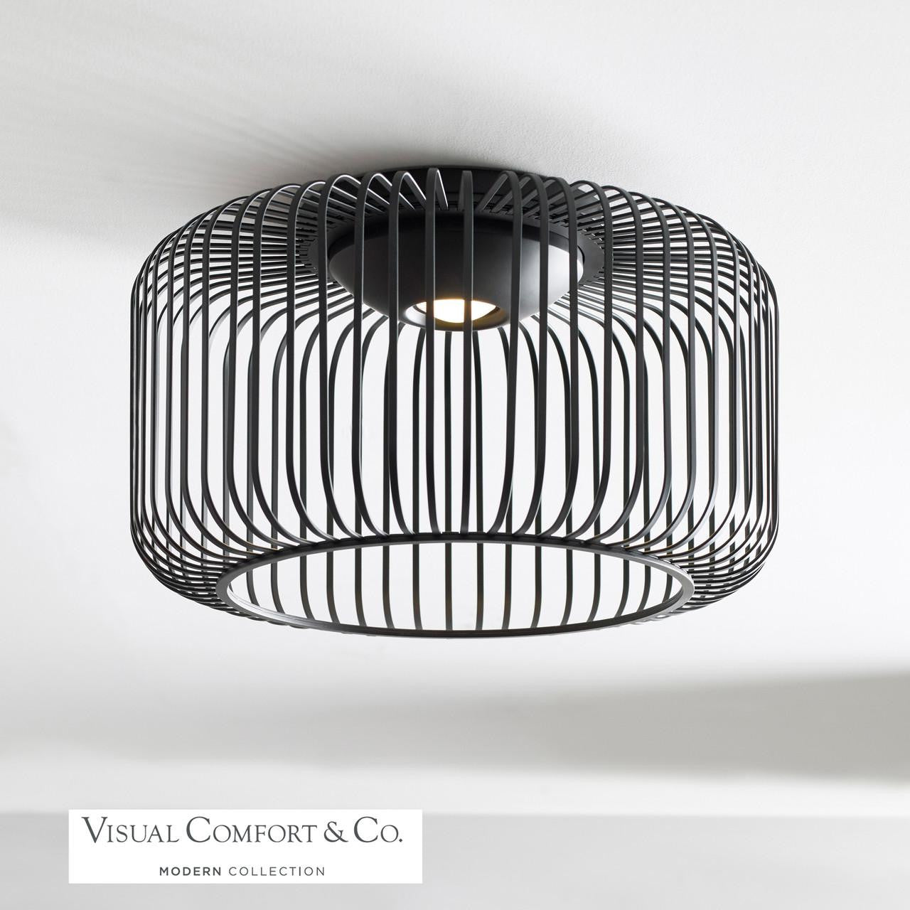 Visual Comfort & Co. Modern Collection Kai Flush Mount, 1-Light, LED, Black, 15"W (700FMKAI15B-LED930 70PDJT8)