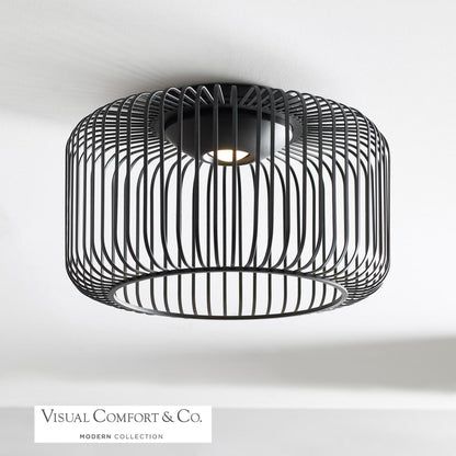 Visual Comfort & Co. Modern Collection Kai Flush Mount, 1-Light, LED, Black, 15"W (700FMKAI15B-LED930 70PDJT8)