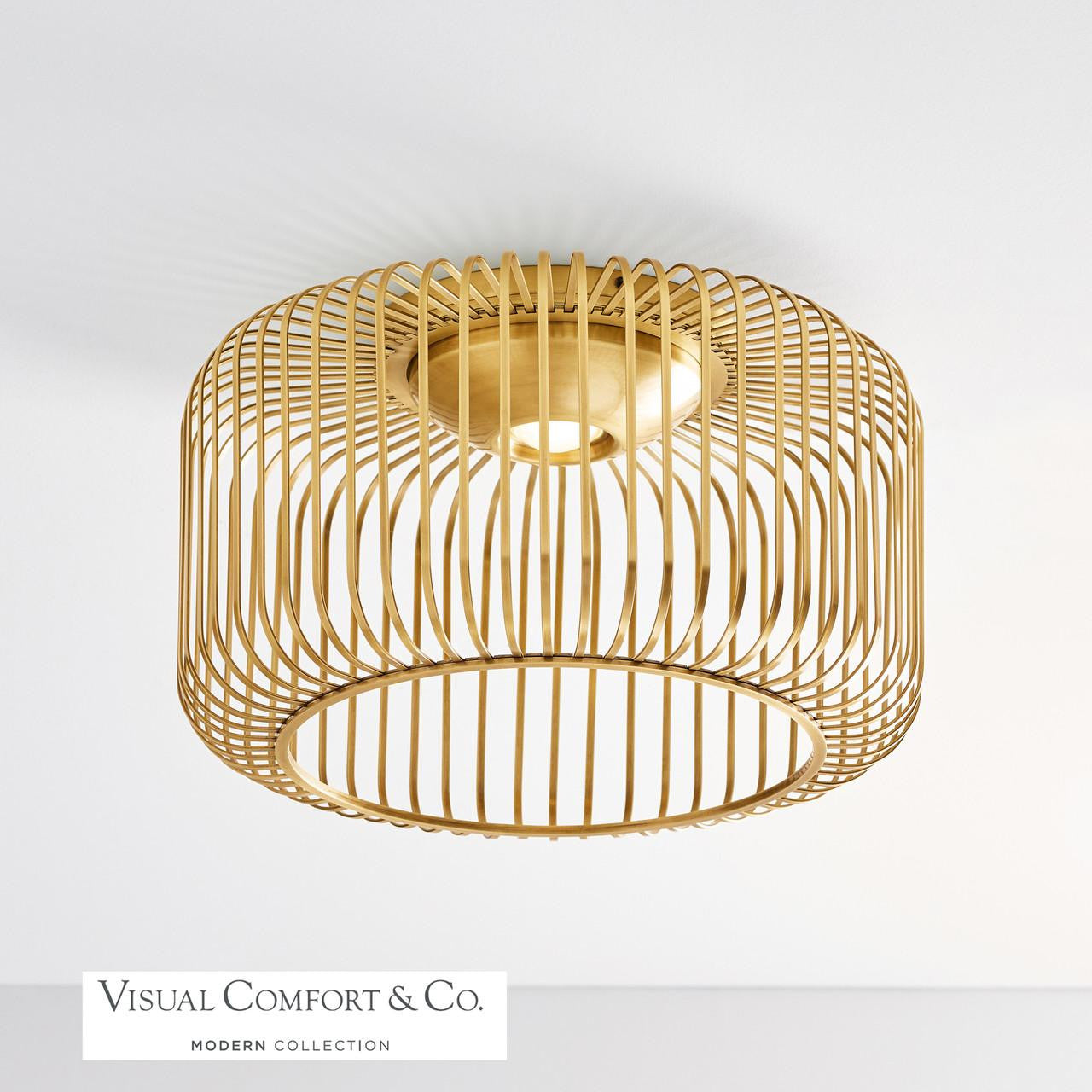 Visual Comfort & Co. Modern Collection Kai Flush Mount, 1-Light, LED, Brass, 15"W (700FMKAI15BR-LED930 70PDJT9)