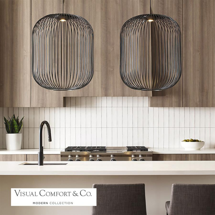 Visual Comfort & Co. Modern Collection Kai Pendant, 1-Light, LED, Black, 26.4"H (700TDKAI2B-LED930 70PDFRQ)