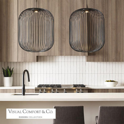 Visual Comfort & Co. Modern Collection Kai Pendant, 1-Light, LED, Black, 26.4"H (700TDKAI2B-LED930 70PDFRQ)