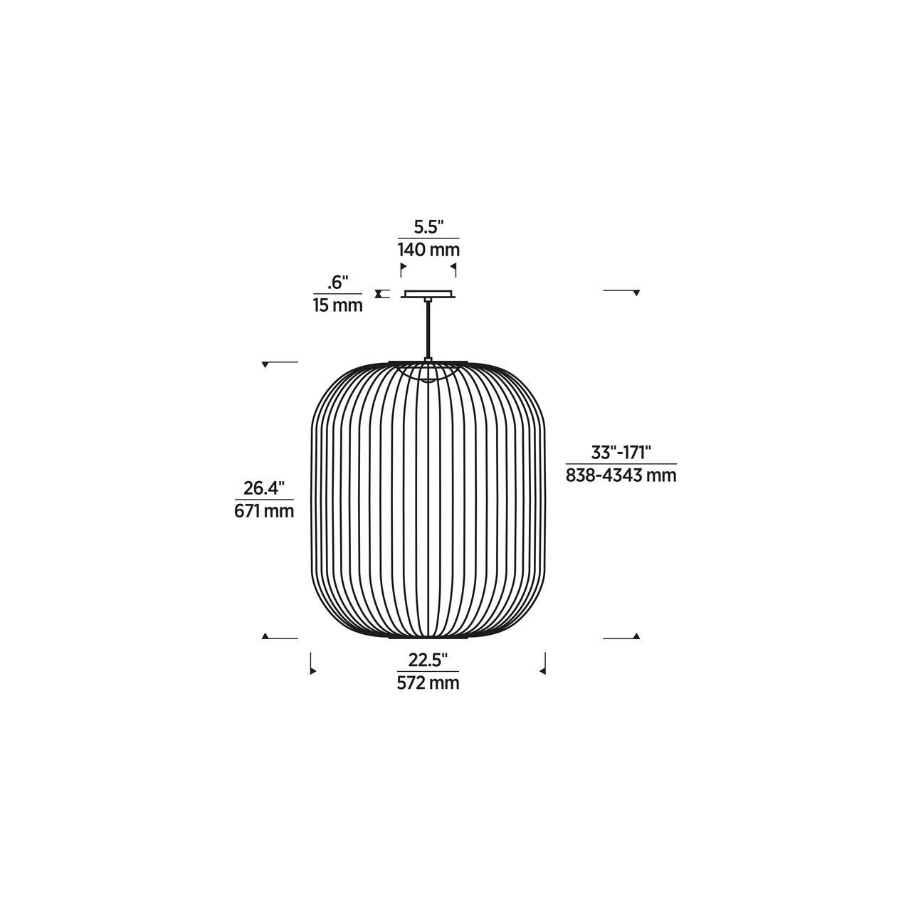 Visual Comfort & Co. Modern Collection Kai Pendant, 1-Light, LED, Black, 26.4"H (700TDKAI2B-LED930 70PDFRQ)