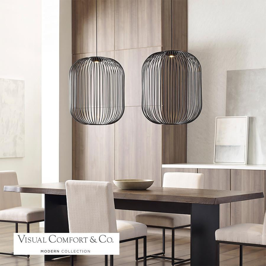 Visual Comfort & Co. Modern Collection Kai Pendant, 1-Light, LED, Black, 26.4"H (700TDKAI2B-LED930 70PDFRQ)