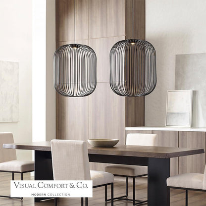 Visual Comfort & Co. Modern Collection Kai Pendant, 1-Light, LED, Black, 26.4"H (700TDKAI2B-LED930 70PDFRQ)