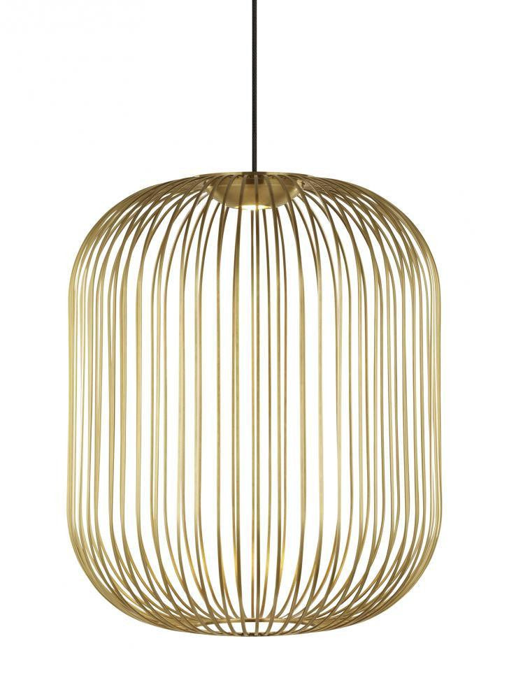 Visual Comfort & Co. Modern Collection Kai Pendant, 1-Light, LED, Brass, 26.4"H (700TDKAI2BR-LED930 70PDJTA)