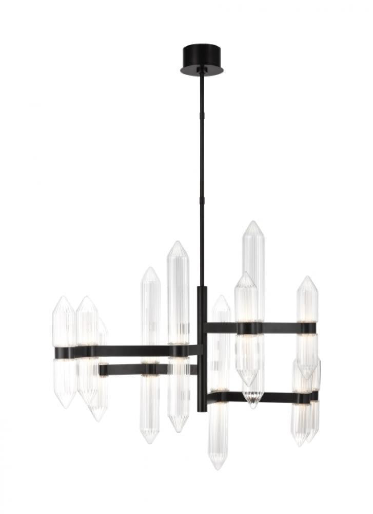 Visual Comfort & Co. Modern Collection Langston Large Chandelier, 12-Light, LED, Plated Dark Bronze, 46.6"L (700LGSN46PZ-LED927 70PGJEH)