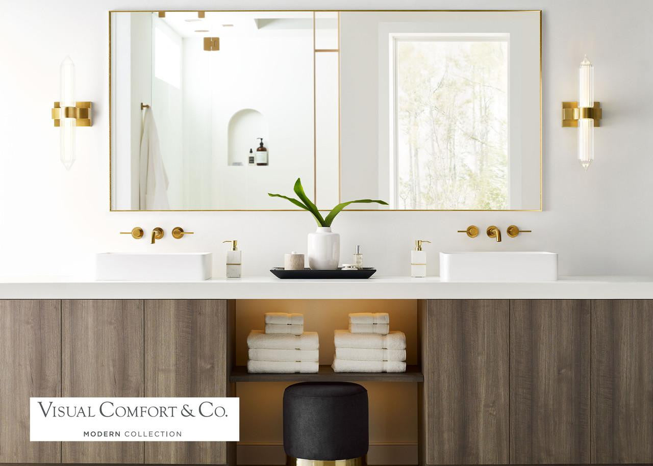 Visual Comfort & Co. Modern Collection Langston Large Wall Sconce, 1-Light, LED, Plated Brass, 18"H (700WSLGSN18BR-LED927-277 70PGHFC)
