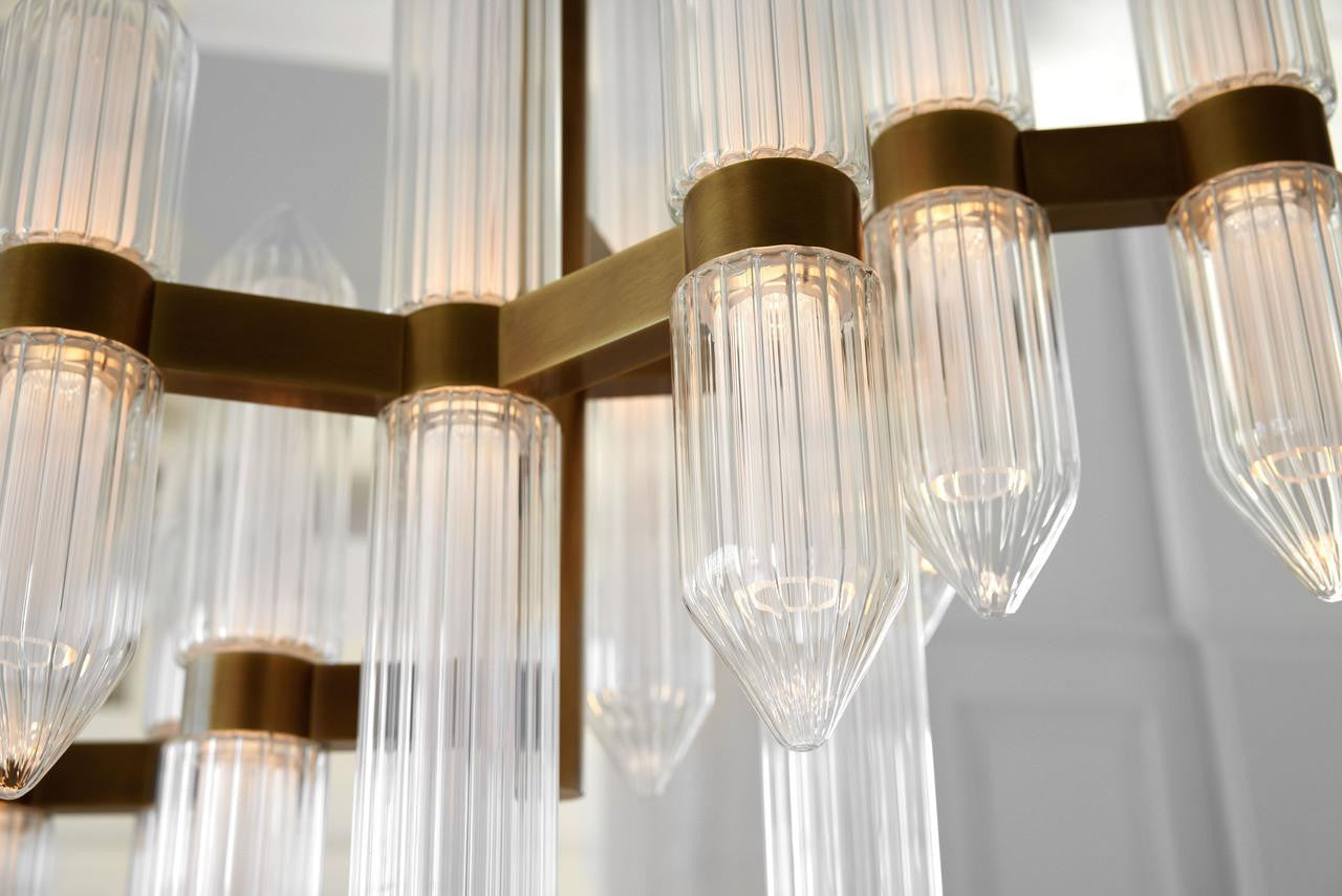 Visual Comfort & Co. Modern Collection Langston Medium Chandelier, 12-Light, LED, Plated Brass, 40.5"H (700LGSN31BR-LED927 70PGDKX)