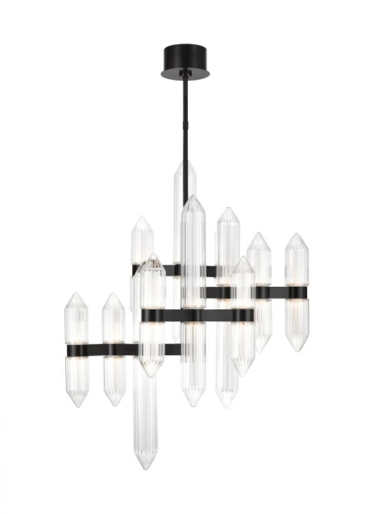 Visual Comfort & Co. Modern Collection Langston Medium Chandelier, 12-Light, LED, Plated Dark Bronze, 40.5"H (700LGSN31PZ-LED927 70PGJEJ)