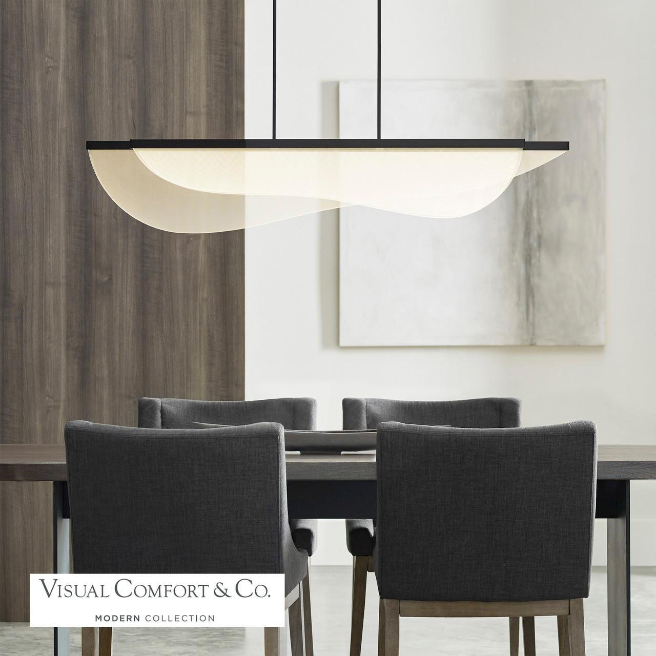 Visual Comfort & Co. Modern Collection Nyra Linear Suspension, 3-Light, LED, Nightshade Black, 60"L (700LSNYR60B-LED935 70PKF6D)