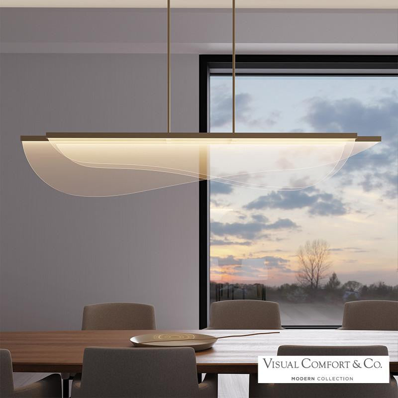 Visual Comfort & Co. Modern Collection Nyra Linear Suspension, 3-Light, LED, Plated Brass, 60"L (700LSNYR60BR-LED935 70PKF6E)