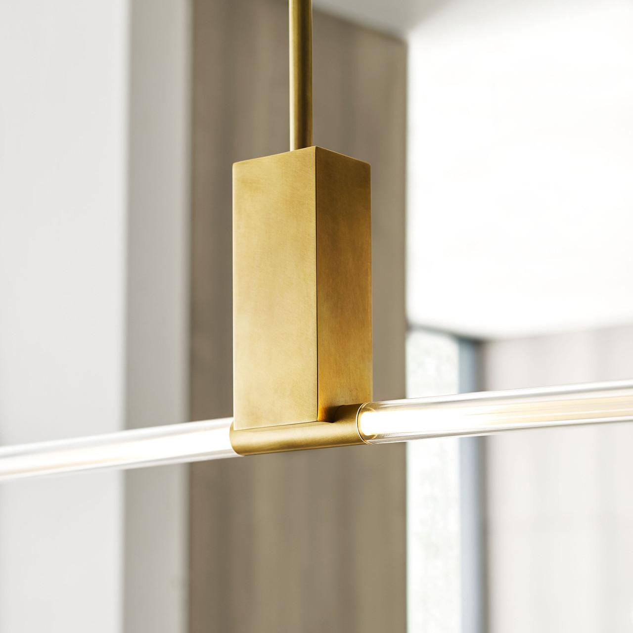 Visual Comfort & Co. Modern Collection Phobos Large Linear Chandelier, 1-Light, LED, Natural Brass, 66"L (700LSPHB68NB-LED927 70PGEJ7)
