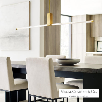 Visual Comfort & Co. Modern Collection Phobos Large Linear Chandelier, 1-Light, LED, Natural Brass, 66"L (700LSPHB68NB-LED927 70PGEJ7)