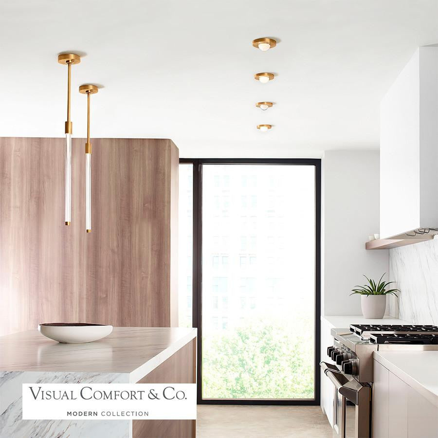 Visual Comfort Modern Phobos LED Small Pendant 277V Natural Brass