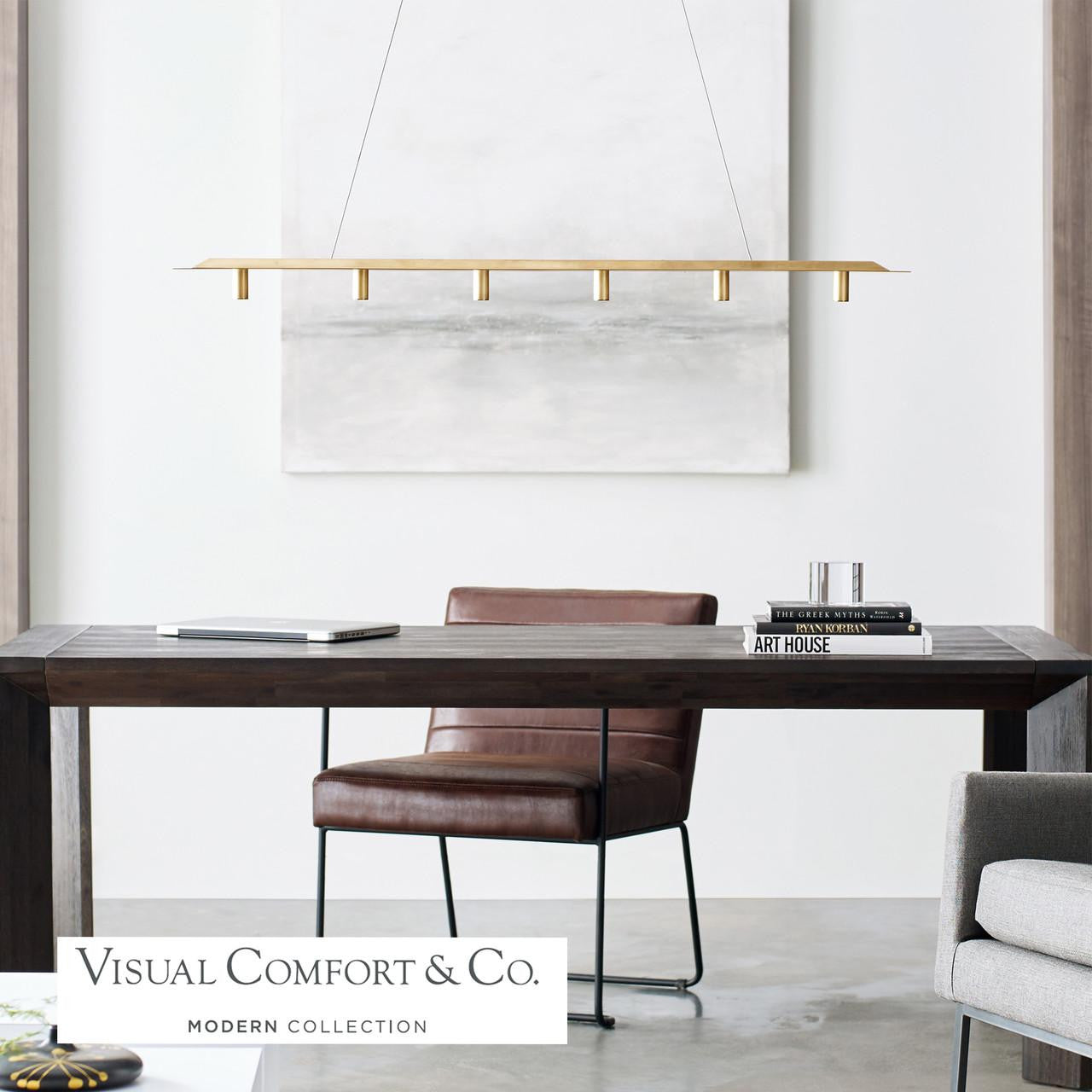 Visual Comfort & Co. Modern Collection Ponte Linear Suspension, Integrated LED, Brass, 50"L (700LSPNT50NB-LED930-277 70PGAMA)