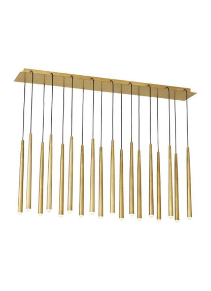 Visual Comfort & Co. Modern Collection Pylon Ceiling Chandelier, 18-Light, LED, Natural Brass, 43.2"L (700TRSPPYL18TNB-LED930120 70PGDL3)