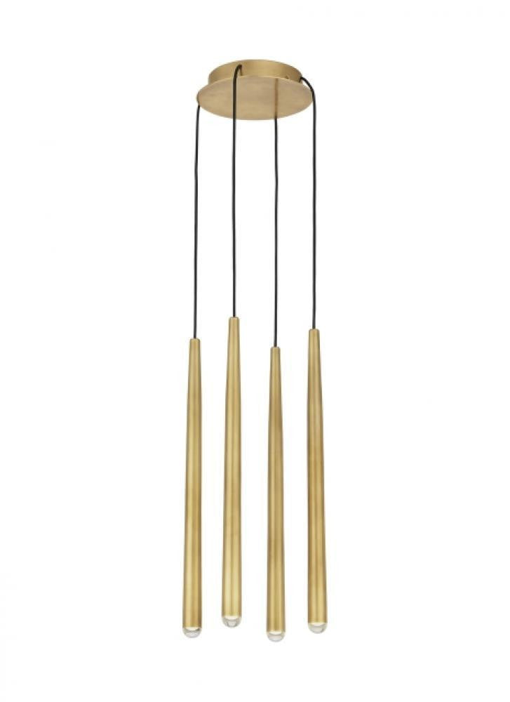 Visual Comfort & Co. Modern Collection Pylon Ceiling Chandelier, 4-Light, LED, Natural Brass, 18.6"H (700TRSPPYL4RNB-LED930 70PGDLA)