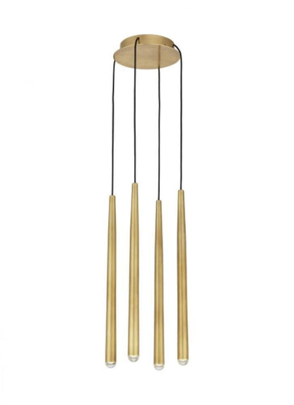 Visual Comfort & Co. Modern Collection Pylon Ceiling Chandelier, 4-Light, LED, Natural Brass, 18.6"H (700TRSPPYL4RNB-LED930 70PGDLA)